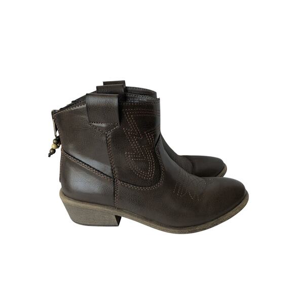 Womens American Rag Western Style Ankle Boot with Beaded Zip Back Brown 8M - Picture 3 of 11